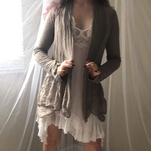 Keysha Taupe Silk Cardigan